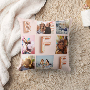 Beste Vrienden roos gouden blush foto collage BFF Kussen