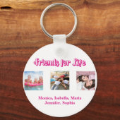 Beste vrienden roze wit script foto's namen sleutelhanger (Voorkant)