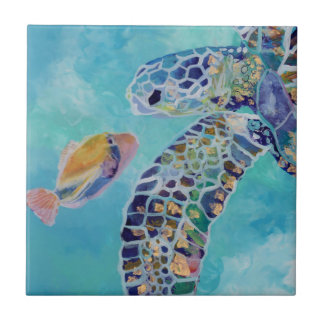 Beste vrienden, schildpad en Humu Fish Tegeltje