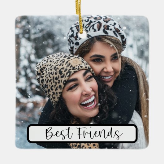 Beste Vrienden Script Kerstmis Fotojaar Keramisch Ornament (Voorkant)