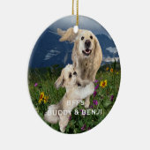 Beste Vrienden Twee Honden op het gebied van bloem Keramisch Ornament (Rechts)