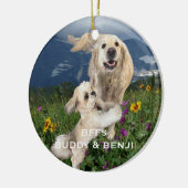 Beste Vrienden Twee Honden op het gebied van bloem Keramisch Ornament (Links)