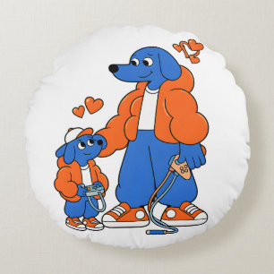 Beste vrienden : Vader en zoon Blue Dog duo ( Oran Rond Kussen