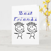 Beste vrienden van Stick Figuur Kaart (Gele Bloem)