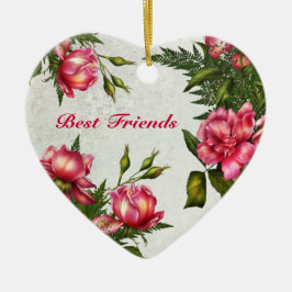 Beste vrienden - Victoriaans Rozen - Heart Ornamen Keramisch Ornament