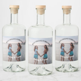 Beste Vrienden voor Aangepaste Foto en Naam Likeurfles Etiket