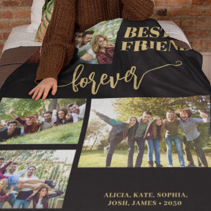 Beste vrienden voor altijd 4 foto's gepersonalisee fleece deken