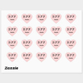Beste vrienden voor altijd gepersonaliseerd roze hart sticker (Vel)