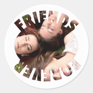 Beste vrienden voor altijd gepersonaliseerde foto ronde sticker