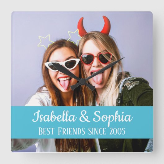 Beste vrienden voor altijd moderne BFF foto Vierkante Klok (Voorkant)