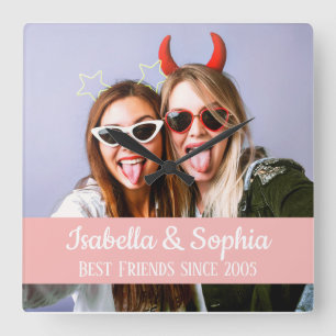 Beste vrienden voor altijd moderne BFF foto Vierkante Klok