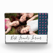 Beste vrienden voor roze roze hartvriendschap fotoblokken (Voorkant)