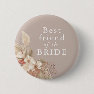 Beste vriendin van de bruid Boho Pampas Gras Ronde Button 5,7 Cm