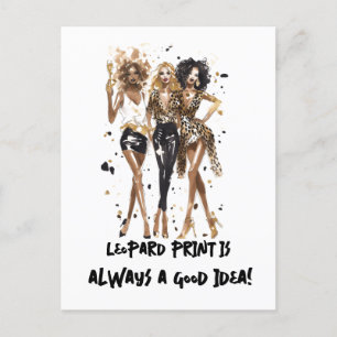 Beste vriendinnen mode meisjes in luipaard en zwar briefkaart