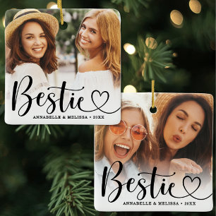 Beste vriendinnen Script Hart Beste Vriend Foto Keramisch Ornament