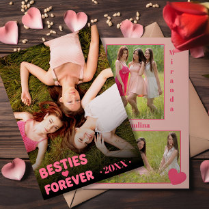 Beste vriendinnen voor altijd Galentine's Day foto Feestdagenkaart