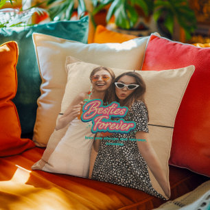 Beste vriendinnen voor altijd Retro Lettering Fo Kussen