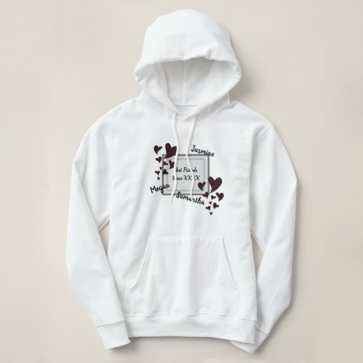 Beste vriendjesvriendschap met Bright Red Heart Hoodie (Design voorkant)