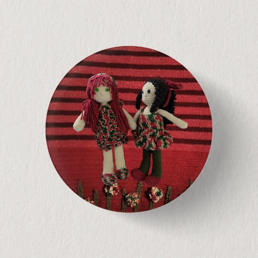 Beste Vriendschap Amigurumi Dolls Design Ronde Button 3,2 Cm (Voorkant)