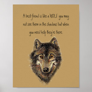 Beste vriendschappelijke Inspirerend Citaat Wolf, Poster