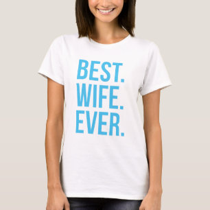 Beste vrouw in moderne blauwe tekst t-shirt