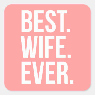 Beste vrouw in moderne witte tekst op roze vierkante sticker