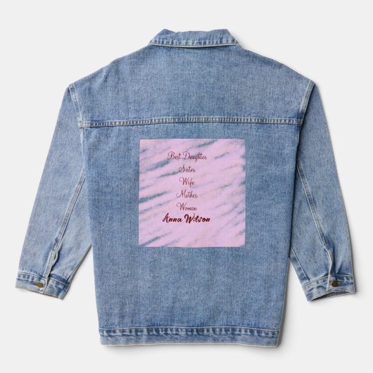 Beste vrouw moeder vrouw dochter voeg naam tekst v denim jacket (Achterkant)