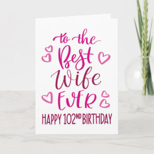 Beste vrouw ooit 102e verjaardag typografie in roz kaart