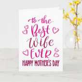 Beste Vrouw Ooit Moederdag Typografie in Roze Kaart (Gele Bloem)