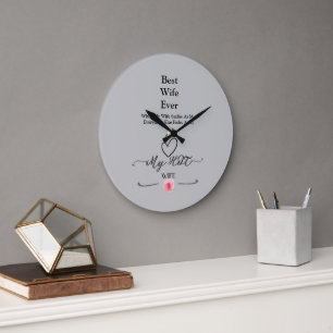 Beste vrouw ooit Romantisch roze gouden wandklok Grote Klok