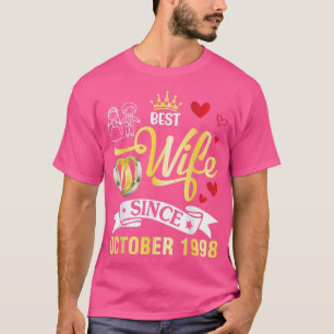 Beste vrouw sinds oktober 1998 Gelukkig getrouwd 2 T-shirt