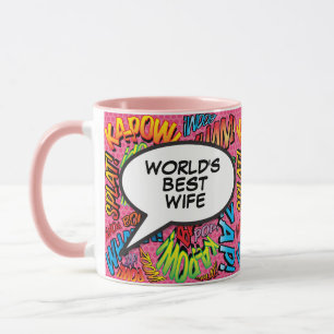 Beste vrouw ter wereld Fun Roze Retro stripboek Mok