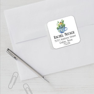 Beste waarde, Cute Heart-theekopje retouradres Vierkante Sticker