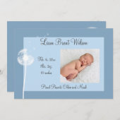 Beste wensen!!! Aankondiging geboorte 1 (blauw) (Voorkant / Achterkant)