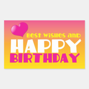 BESTE wensen en HAPPY Birthday! schattig! Rechthoekige Sticker