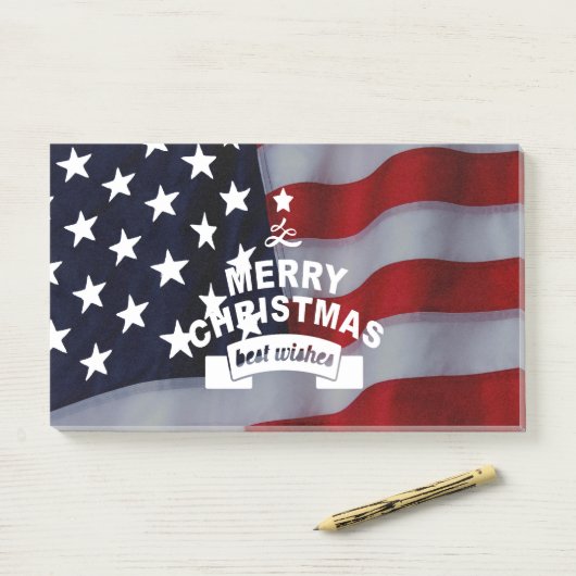 Beste wensen Merry Kerstmis Verenigde Staten Vlag  Post-it® Notes (Op bureau)