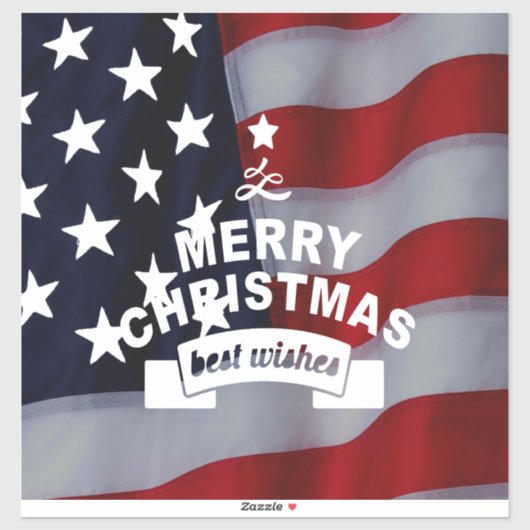 Beste wensen Merry Kerstmis Verenigde Staten Vlag Sticker (Vel)