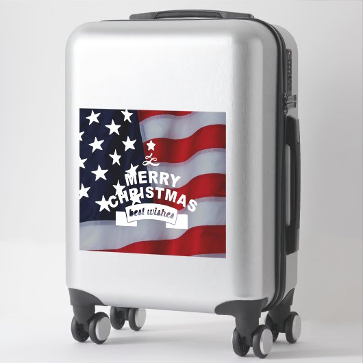 Beste wensen Merry Kerstmis Verenigde Staten Vlag Sticker (Koffer)