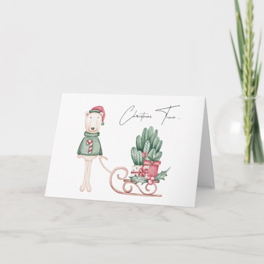 Beste wensen Polar Beer en Pine Boughs Kaart (Voorkant)