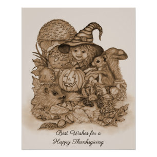 Beste wensen voor een Happy Thanksgiving Perfect Poster