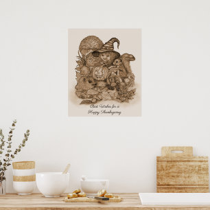 Beste wensen voor een Happy Thanksgiving Poster