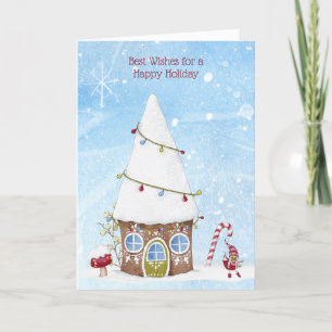 Beste wensen voor Happy Holiday Gnome Home-kaart Feestdagen Kaart