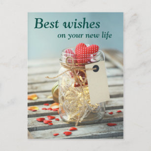 Beste wensen voor nieuwe getrouwde stellen foto briefkaart