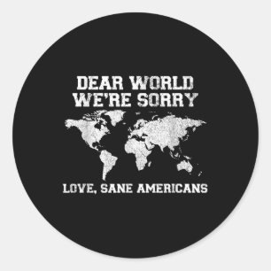 Beste wereld, sorry, we verontschuldigen ons grapp ronde sticker