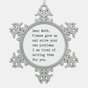Beste wiskunde lost uw eigen problemen op tin sneeuwvlok ornament