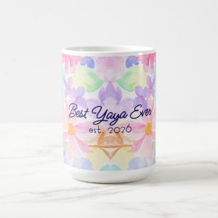 Beste Yaya Moederdag Waterverf Bloem Koffiemok