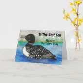 Beste zoon - Loon roept op Vaderdag aquarel Kaart (Gele Bloem)