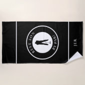 Beste zoon van par Monogram Golfer Sports Pro Zwar Strandlaken (Voorkant)