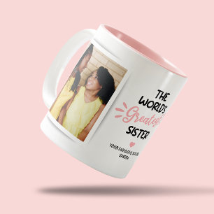 Beste Zus 2 Foto Tweezijdige Koffiemok Tweekleurige Koffiemok