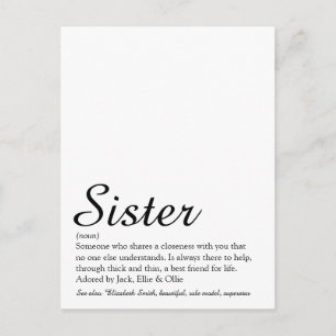 Beste Zus Ooit Definitie Elegant Schrift Briefkaart